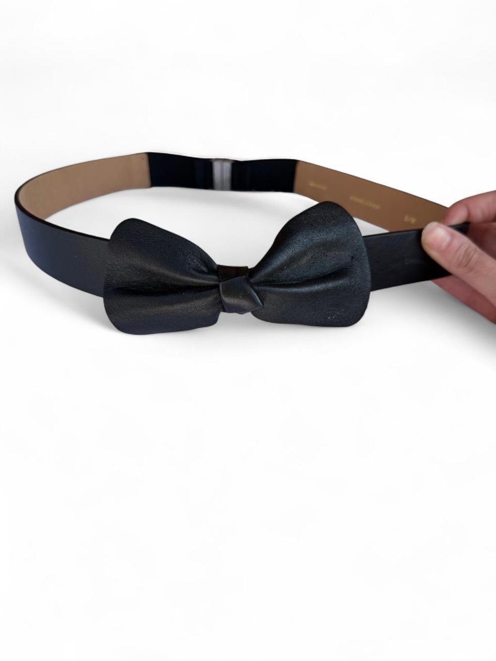 Kate Spade In the Loop Black Leather Bow Belt Medium